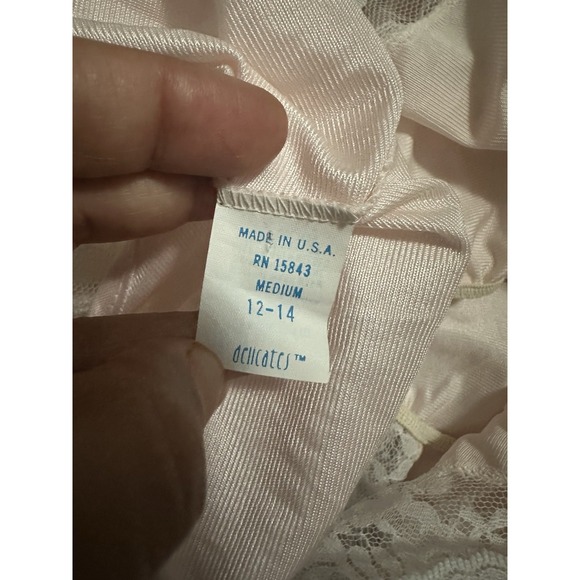 Vintage Delicates Antron Nylon Teddy Sz M - Pink / White Lace - Picture 8 of 9